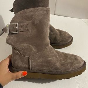Gray Ugg Boots sz 7 with diamond buckles